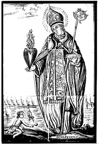 Augustine and child by the sea