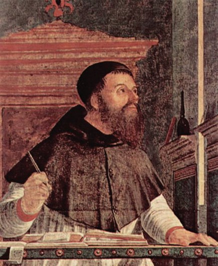 Augustine the writer, pen in hand