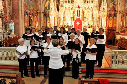 A choir recital just inside the sanctuary of the John's Lane church
