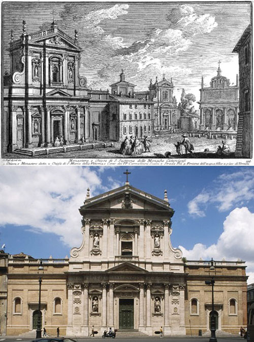 Church of Santa Susanna as drawn in 1771 and as photographed recently