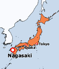 The location of Nagasaki