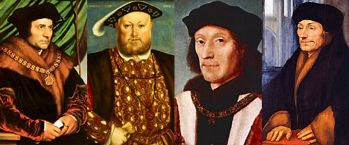 Thomas More, King Henry VIII, King Henry VII, and Erasmus of Rotterdam.