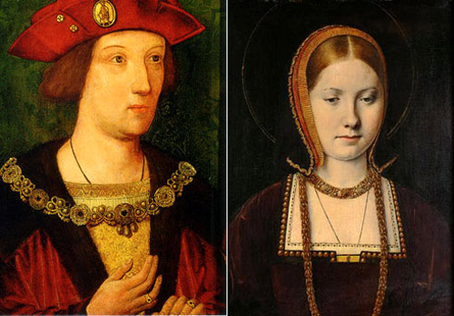 Young Prince Arthur Tudor and his wife Catherine of Aragon from Spain