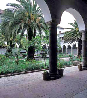 Part of the cloister of the former Augustinian monastery at Quito, Ecuador.