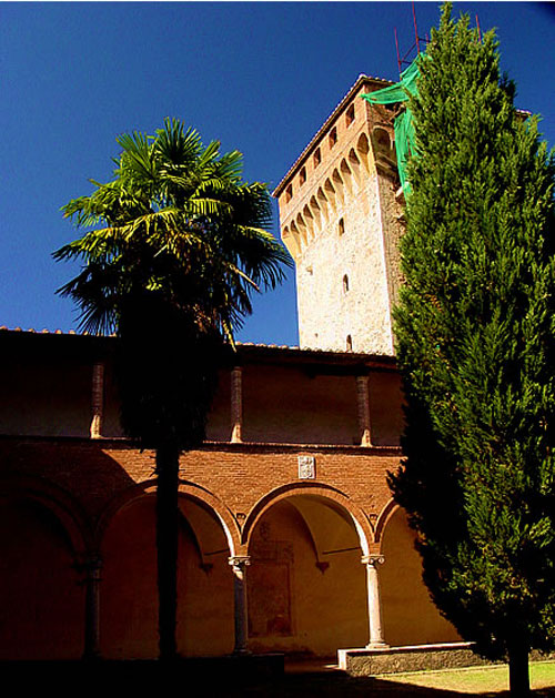 The characteristic tower at the Lecceto monastery in Tuscany