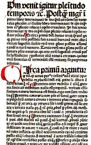 Penketh writing in Latin, printed in 1481