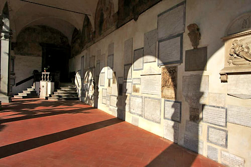 Called the Cloister of the Dead because of the tombstones on the wall