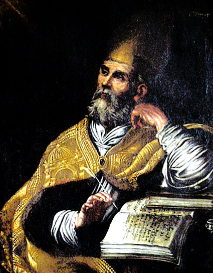 Painting of Augustine in Augustinian monastery at Gubbio, Italy