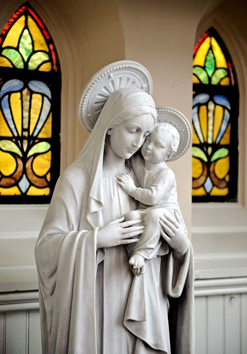 Marble statue of the Mother of Good Counsel, Bryn Mawr Parish, USA