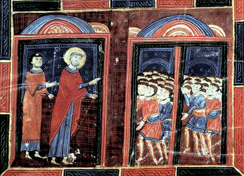Augustine preaching: Madrid, Biblioteca Nacional, Ms. 193, f. 4, 12th century