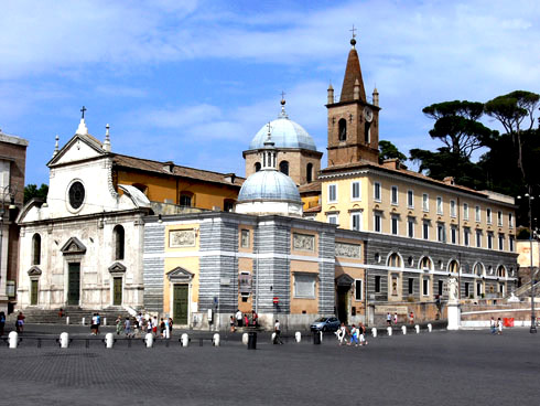 The church and Augustinian Priory (at right rear) of S. Maria del Popolo,