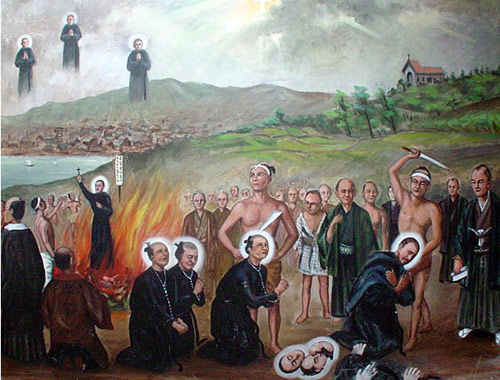 A painting in Nagasaki of the Augustinian Japanese martyrs.