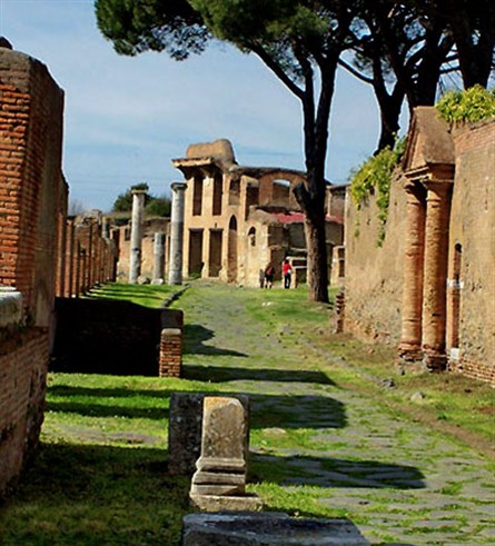 The remains of Ostia Antica today, an archaeological site