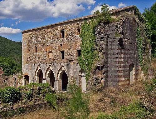 Ruins of the Augustinian hermitage of Saint Lucy at Rosia, Tuscany, Italy.