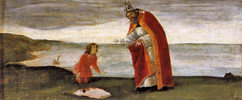 Legend of a chance conversation of Augustine with a child at the sea shore.