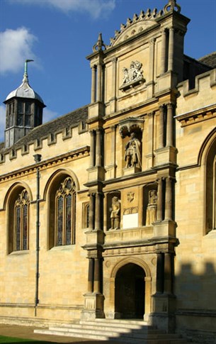 The facade of Wadham College, Oxford