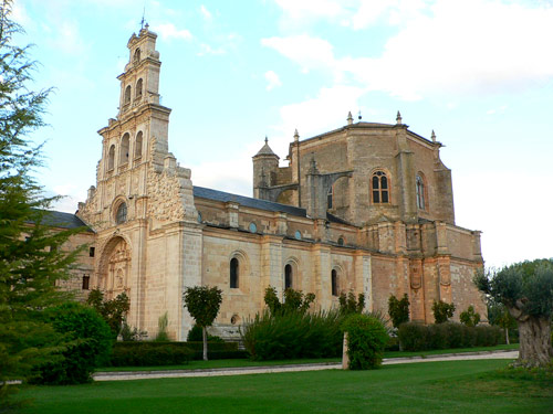 Monastery church at La Vid, with its tall facade (at left)